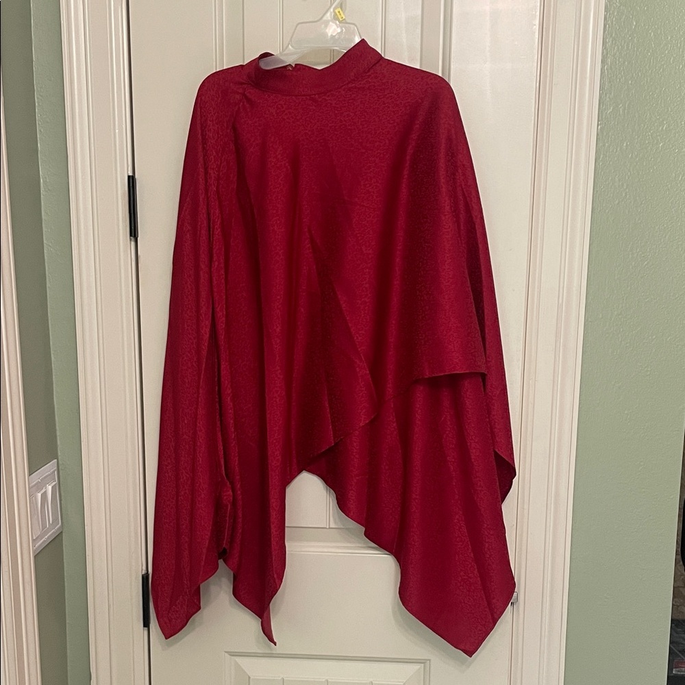 Glam Rich Red Cape Blouse